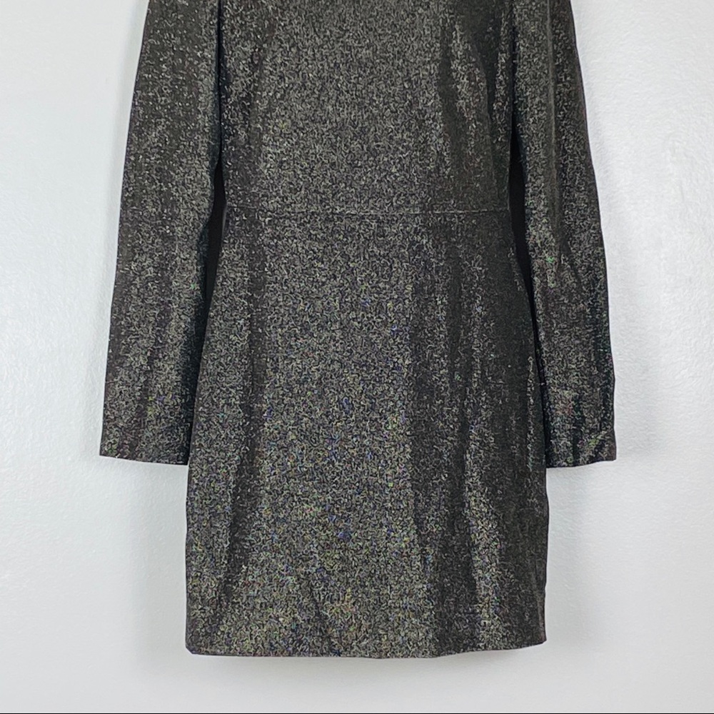 NWT Diane von Furstenberg Long-Sleeve Metallic-Knit Mini Dress - Picture 10 of 16